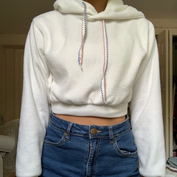 Cropped white hoodie - Picture 1 of 4